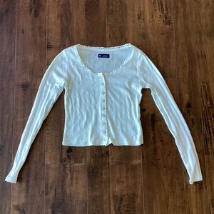 Women’s White Long Sleeve Top Coquette Doll Y2K Elegant Casual Cropped